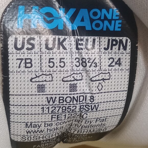 Hoka One One Women's Bondi 8 Running/Walking Shoes 7B 1127952 BSW - Picture 6 of 7